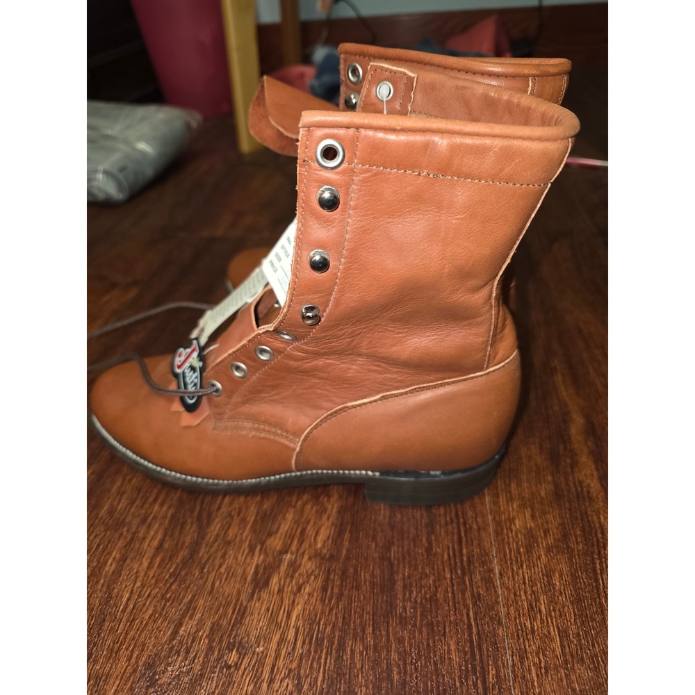 Vintage Justin Original Lace-R Boots Women 6.5 B Brown Leather USA NOS L624 - Picture 6 of 9